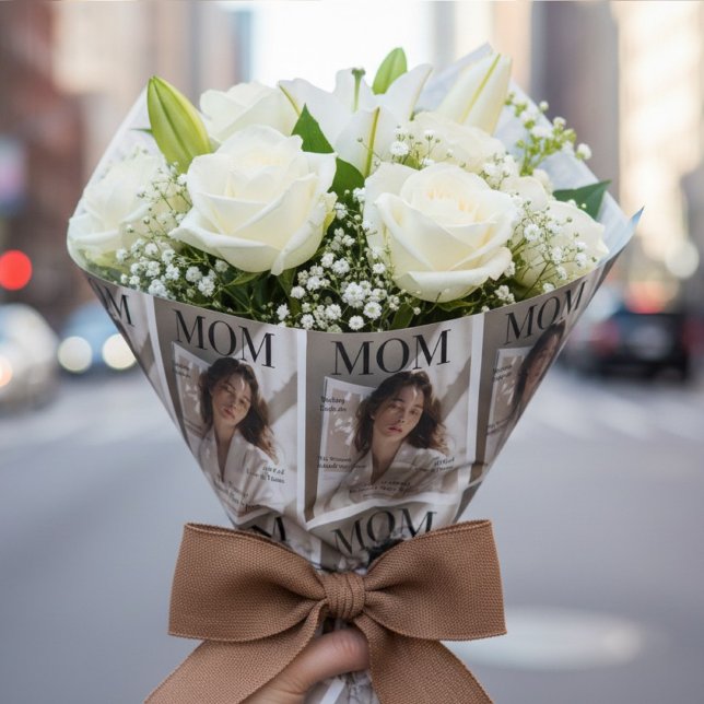 Luxury Personalized Mom Photo Magazine Cover  Wrapping Paper (Creator Uploaded)