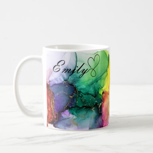 Luxury Personalized Multicolor Rainbow Watercolor Coffee Mug