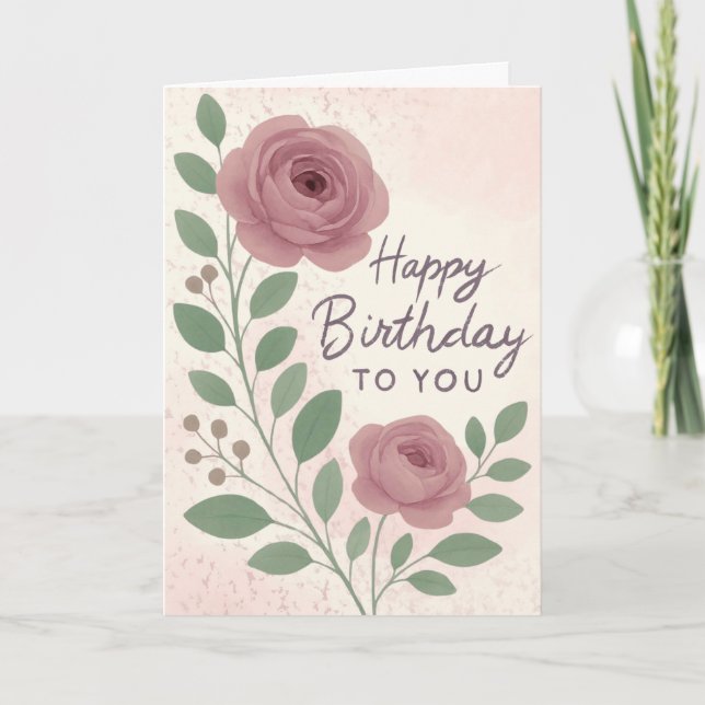 Luxury Personalized Watercolor Floral Card (Front)