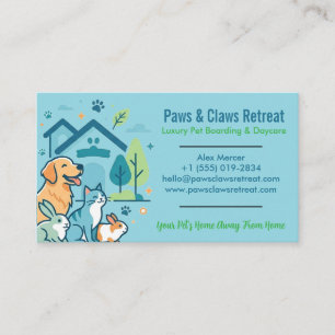 Luxury Pet Boarding & Daycare Cute Multi-Pet  Business Card