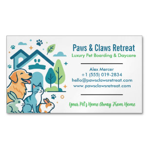 Luxury Pet Boarding & Daycare Cute Multi-Pet Business Card Magnet
