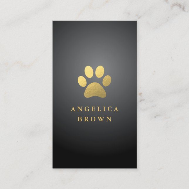 Luxury Pet Business Card – Gold Paw Design (Front)