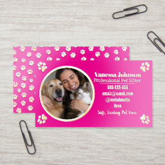 Luxury Pet Sitter Custom Photo Foil Spot Gloss Business Cards