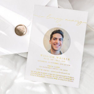 LUXURY Photo Celebration Of Life Foil Invitation