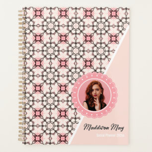 Luxury Pink and Black Pattern with Photo Social  Planner