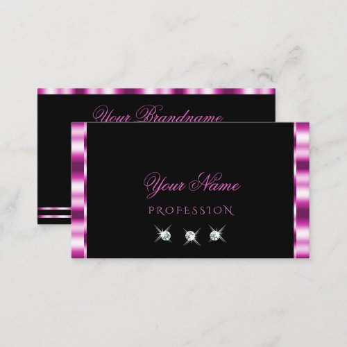 Luxury Pink and Black Sparkling Diamonds Stylish Business Card