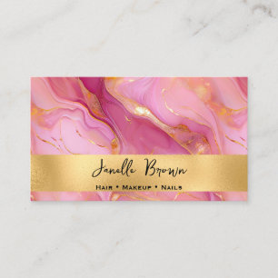 Luxury Pink and Gold Marbled Business Card