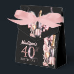 Luxury Pink Black Champagne 40th Birthday Favor Boxes<br><div class="desc">Luxury Rose Wine Adult Birthday design. Matching products can be found in Luxury Wine Adult Birthday collection.</div>