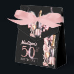 Luxury Pink Black Champagne 50th Birthday Favor Boxes<br><div class="desc">Luxury Rose Wine Adult Birthday design. Matching products can be found in Luxury Wine Adult Birthday collection.</div>