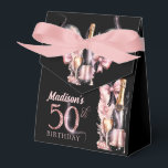 Luxury Pink Black Champagne 50th Birthday Favor Boxes<br><div class="desc">Luxury Rose Wine Adult Birthday design. Matching products can be found in Luxury Wine Adult Birthday collection.</div>