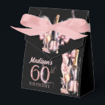 Luxury Pink Black Champagne 60th Birthday Favor Boxes<br><div class="desc">Luxury Rose Wine Adult Birthday design. Matching products can be found in Luxury Wine Adult Birthday collection.</div>