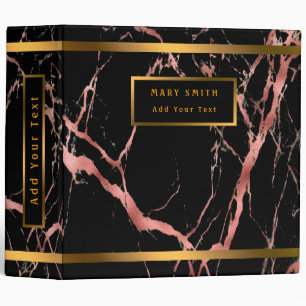 Luxury Pink Black Marble Customize 3 Ring Binder