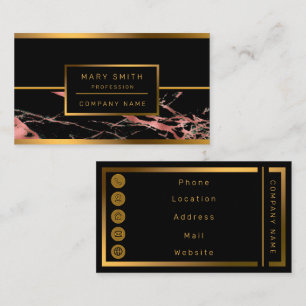 Luxury Pink Black Marble Customize Business Card