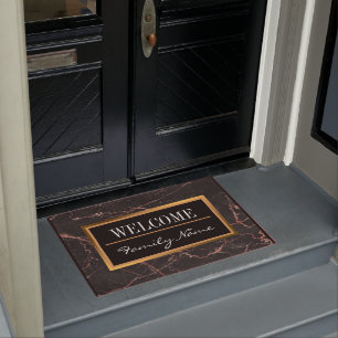 Luxury Pink Black Marble Customize Doormat