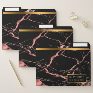 Luxury Pink Black Marble Customize File Folder