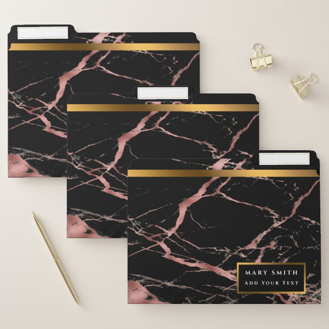 Luxury Pink Black Marble Customize File Folder (Set)