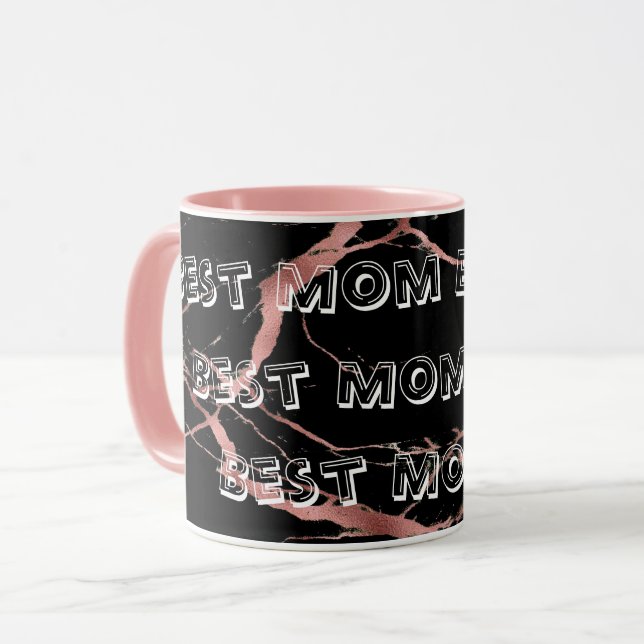 Luxury Pink Black Marble Customize Mug (Front Left)