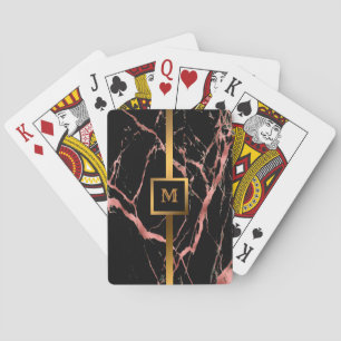 Luxury Pink Black Marble Customize Poker Cards