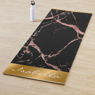 Luxury Pink Black Marble Customize Yoga Mat