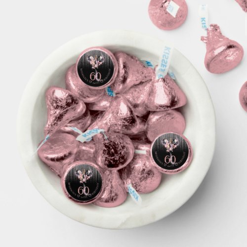 Luxury Pink Black Wine 60th Birthday Hersheys Kisses