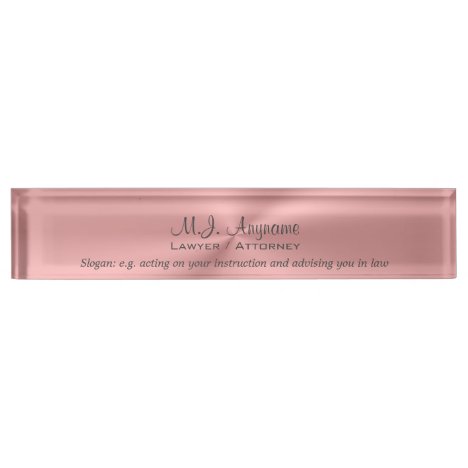 Luxury pink chrome effect Lawyer / Attorney Desk Name Plate