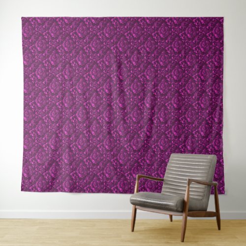 Luxury Pink Damask Floral Tapestry