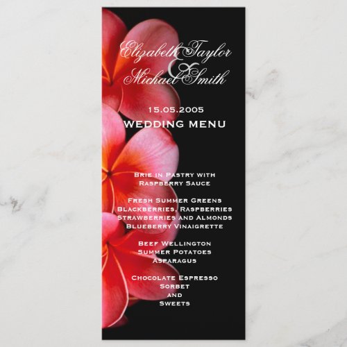 Luxury Pink Elegant Plumeria Wedding Menu