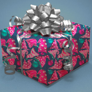 Luxury pink faux glitter gnomes hats Christmas Wrapping Paper Sheets