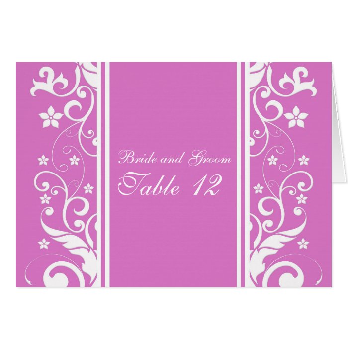 Luxury Pink Floral Damask Table number card Card