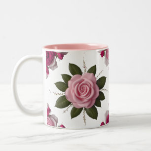 Luxury Pink & Fuchsia Rose Two-Tone Mug