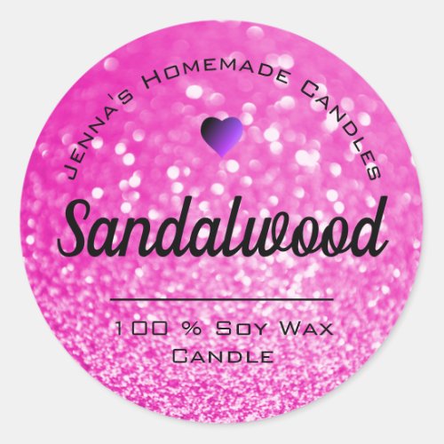 Luxury Pink Glitter Elegant Simple Candle Labels
