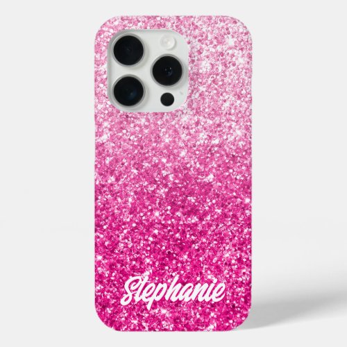Luxury Pink Glitter Gradient iPhone 15 Pro Case