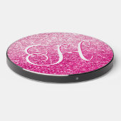 Luxury Pink Glitter Gradient Monogram Wireless Charger (Front 2)