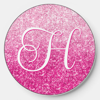 Luxury Pink Glitter Gradient Monogram Wireless Charger