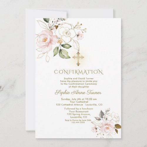 Luxury Pink Gold Floral Girl Confirmation