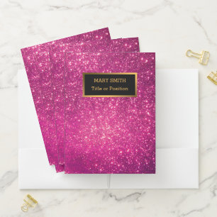 Luxury Pink Gold Glitter Add Your Text Gift Pocket Folder