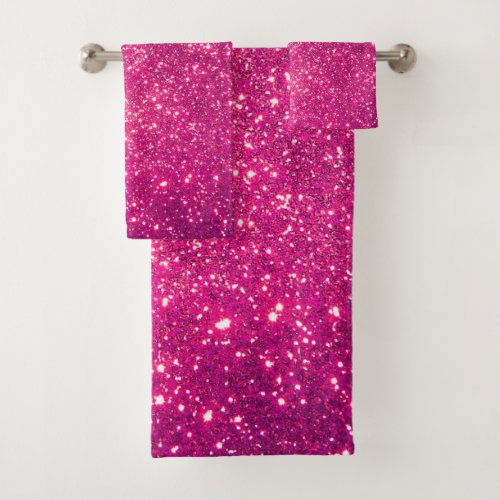 Luxury Pink Gold Glitter Bath Towel Set
