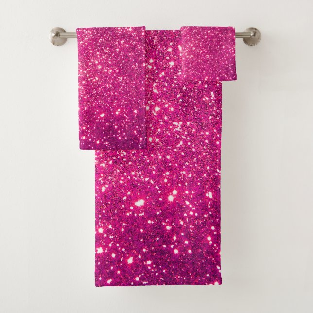 Luxury Pink Gold Glitter Bath Towel Set (Insitu)