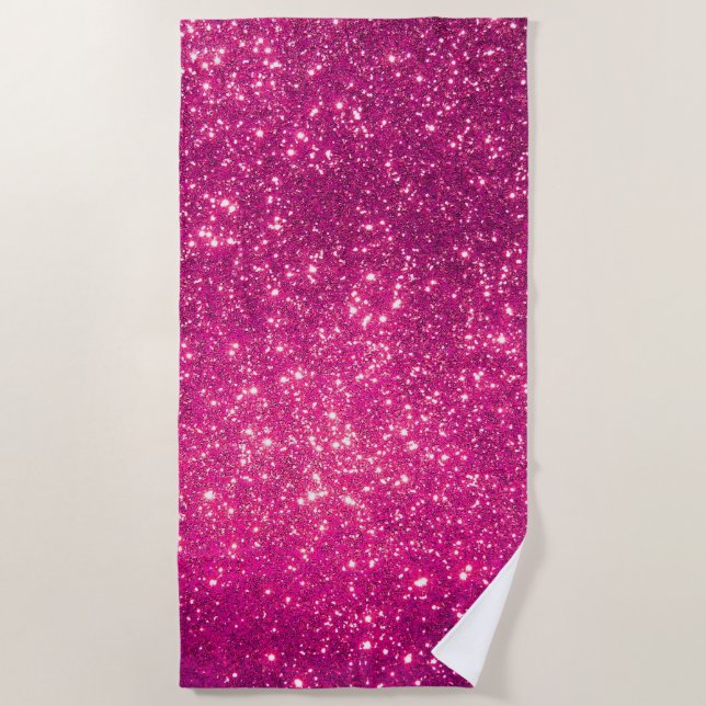 Luxury Pink Gold Glitter Beach Towel (Front)