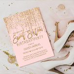 Luxury Pink Gold Glitter Fringe Curtain Sweet 16 Invitation<br><div class="desc">This glamorous and luxury Sweet Sixteen birthday party invitation is the perfect design for your young teenage girl's special event. It features a faux sparkly gold glitter fringe curtain with faux glitter typography on top of a simple blush pink background. It's an elegant, chic, trendy, and modern bling design with...</div>