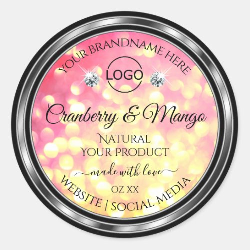 Luxury Pink Gold Glitter Product Label Jewels Logo