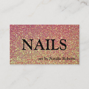 Luxury Pink Gold Glittery Nail Polish Business Card