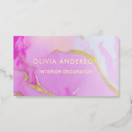 Luxury Pink Gold QR Code Fashion Trendy Modern Foil Business Cards