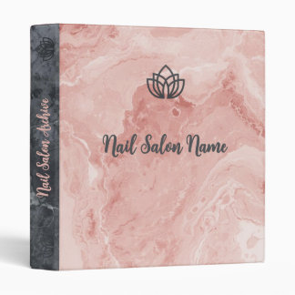 Luxury Pink Marble Custom Nail Salon Binder