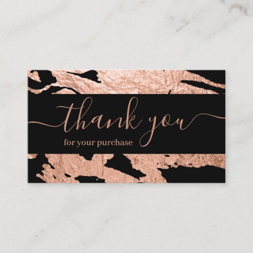 Luxury Pink Marble Pattern Rose Gold Thank You Business Card