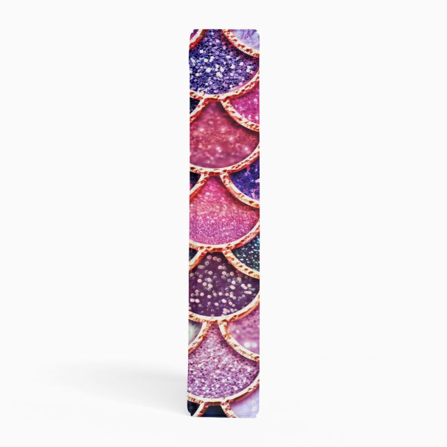 Luxury pink multicolor Glitter Mermaid Scales Mini Binder (Spine)
