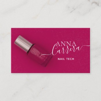 Luxury Pink Nail Color Nail Tech Nail Salon Business Card by MG_BusinessCards at Zazzle