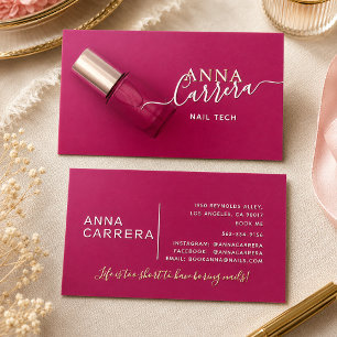 Luxury Pink Nail Color Nail Tech Nail Salon Foil Spot Gloss Business Cards
