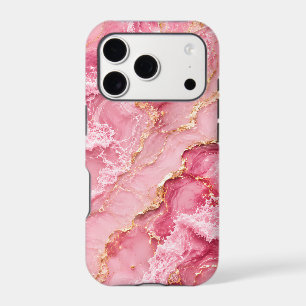 Luxury Pink Ocean Marble with Gold Veins iPhone 17 Pro Case