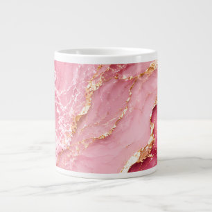 Luxury Pink Ocean Marble with Gold Veins Giant Coffee Mug